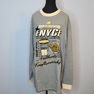 Enyce Gray and Cream Graphic Crewneck Long Sleeve Shirt